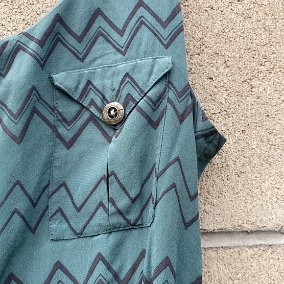 Teal Chevron Print Tank Top - Picture 2 of 5